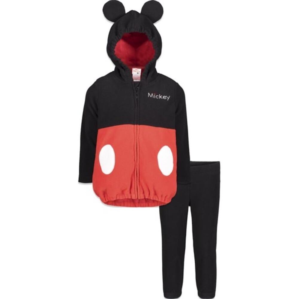 Disney Mickey Mouse Toddler Boy Girl Fleece Zip Up Cosplay Jacket and Pants 4T